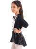 Girls Dance Leotard Round Neck Long Sleeve Bow Tie Sequins Adorned Gymnastics Costume Performance Bodysuit