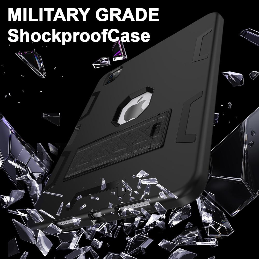 For iPad Pro 13 (2025)/13 (2024) Case Silicone + PC Kickstand Tablet Cover with Pencil Holder