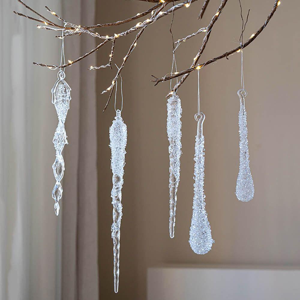 Transparent Christmas Hanging Pendants Water droplet Acrylic Christmas Decorations Hanging Ice Bar Xmas Tree Embellishment