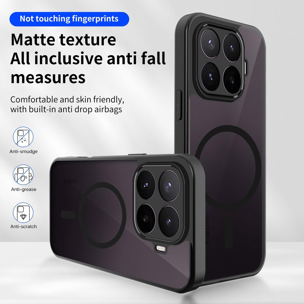 KEYSION Magnetic Phone Case for Xiaomi 17T Pro 5G Silicone+PC Matte Translucent Black Shockproof Cover for Xiaomi 17T 17T Pro