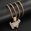 Hip Hop Shiny Goat Pendant Necklace For Women Men Luxury Rock Punk Style Iced Out Zircon Gold Color Rope Neck Chain Jewelry Gift