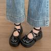 Fashion Women's Mary Jane Soes Spring Autumn New Retro Bow Tie Loafers Belt Buckle Fashion Women Pumps Platform Solid Heels for Women