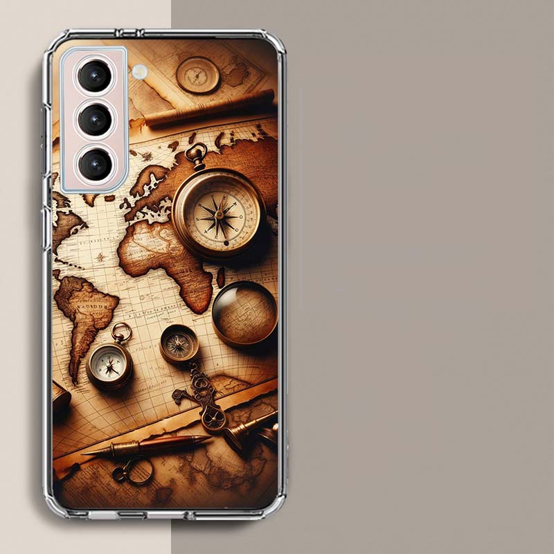 Ancient Maps Retro Compasses And Telescopes Phone Case For Samsung A16 A26 A36 A56 A17 A15 A25 A35 A55 A14 A24 A34 A54 A04S A05S