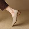 Soft Leather Soft Sole Shallow Mouth Single Shoes Women's 2025 Spring and Autumn New Thick Heel Pointed Small Leather Shoes Women's Loafers Middle Hee