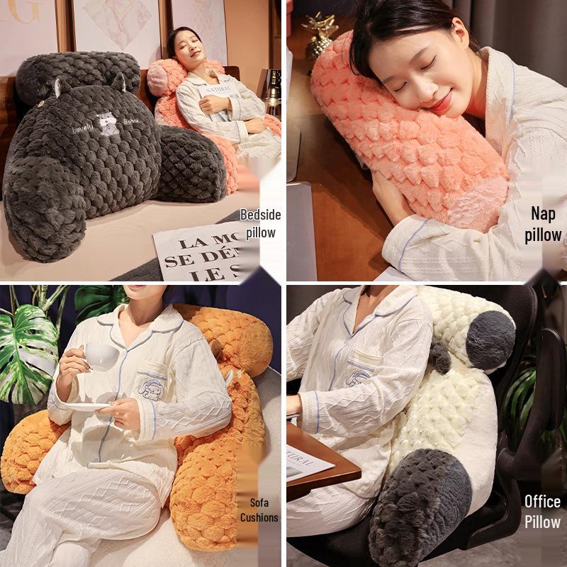 Cartoon Turtle Velvet Lumbar Support Cushion - Soft, Removable, Washable Seat & Sofa Backrest for Bedroom