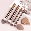 4 Stück/Set Damen Make-up Pinsel Set mit Puderschwamm Loses Puder Rouge Foundation Pinsel Synthetische Borsten Kosmetikpinsel Make-up Schwamm Set