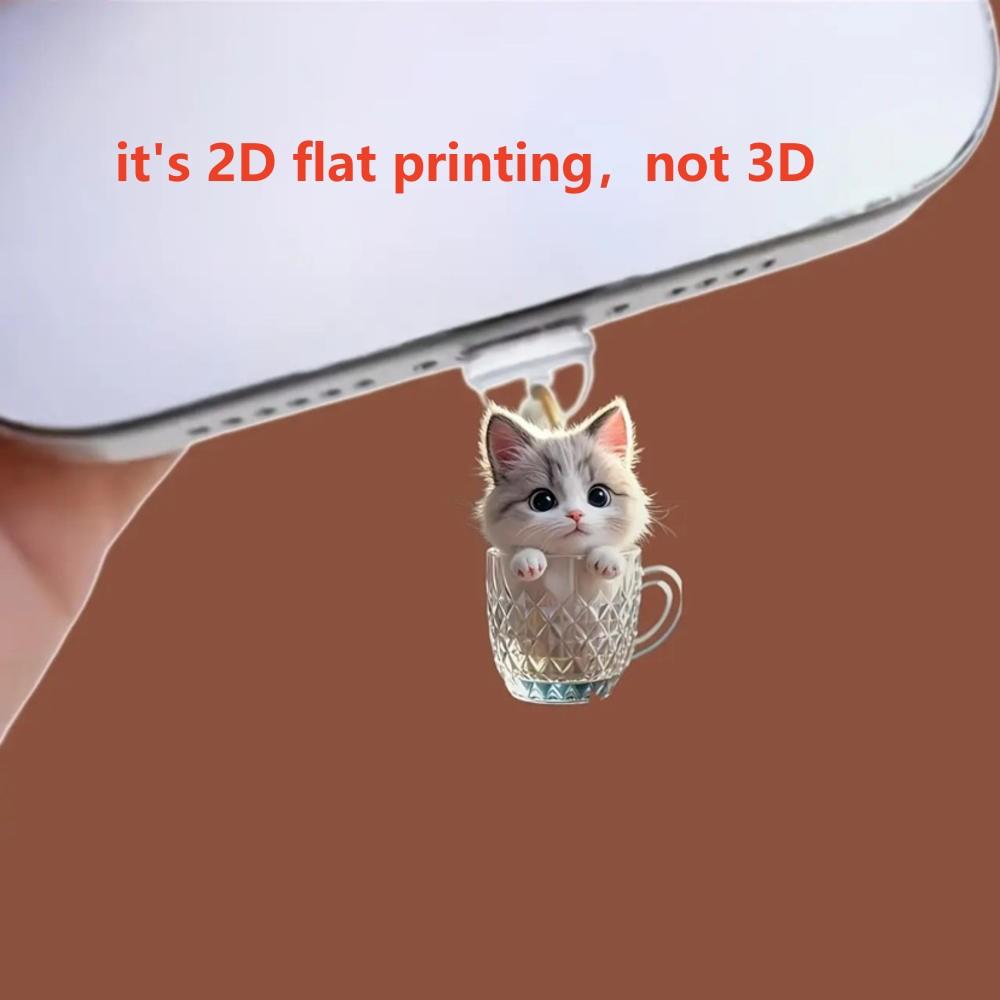 A Cat Phone Dust Plug Suitable For Iphone For Type-C Interface Dust Plug Phone Suspension Accessories Cute Cat