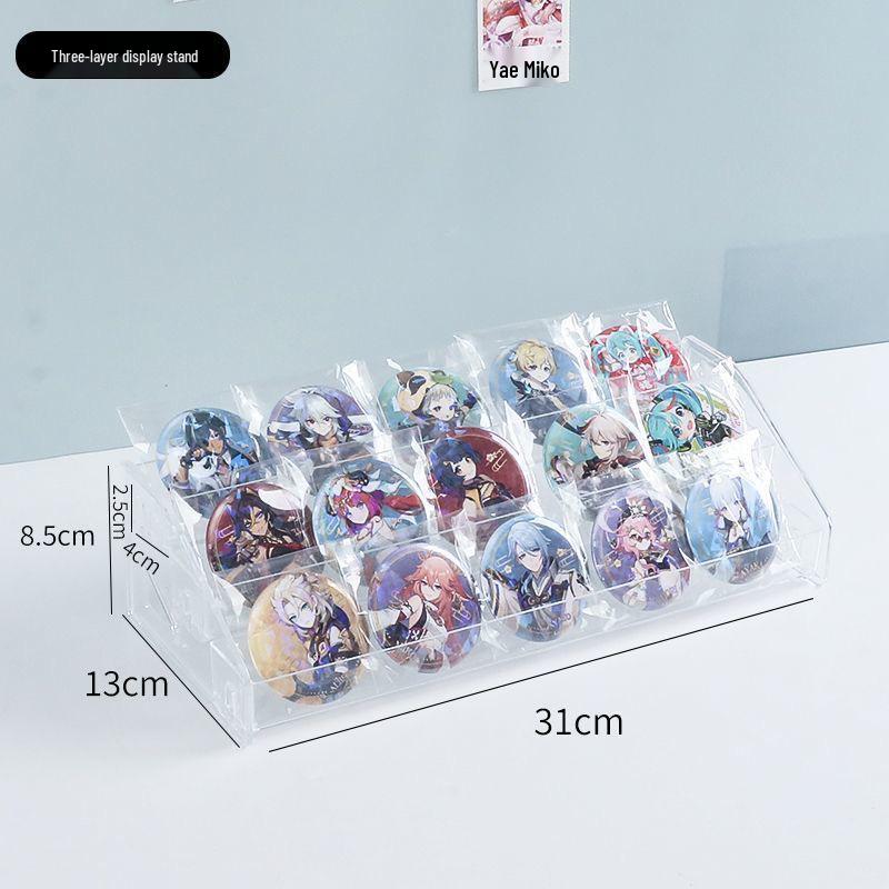 

Anime Badge Display Stand: Transparent Desktop Holder for Merchandise and Storage