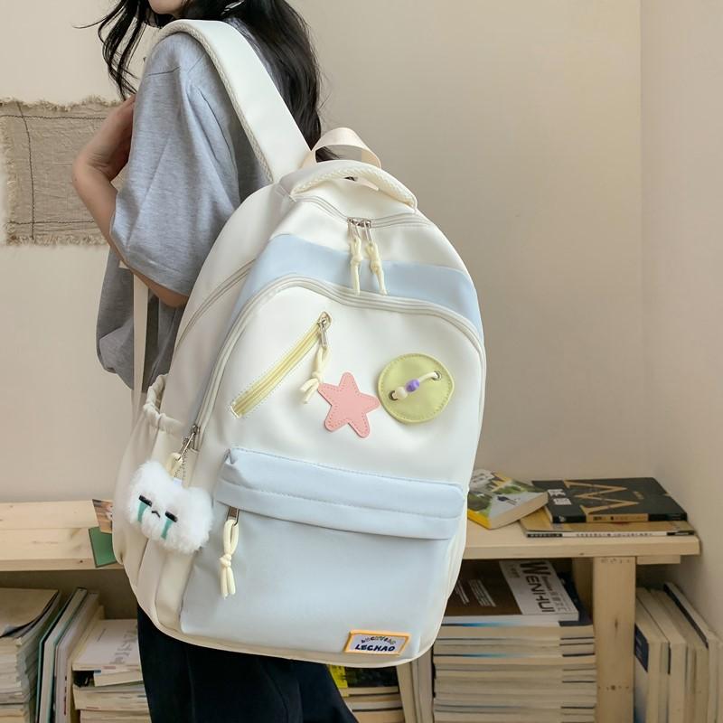 Schoolbag College Style Junior High School Students Elementary School Students Large Capacity Two-piece Set Class Backpack Cute Handheld Tuition Bag