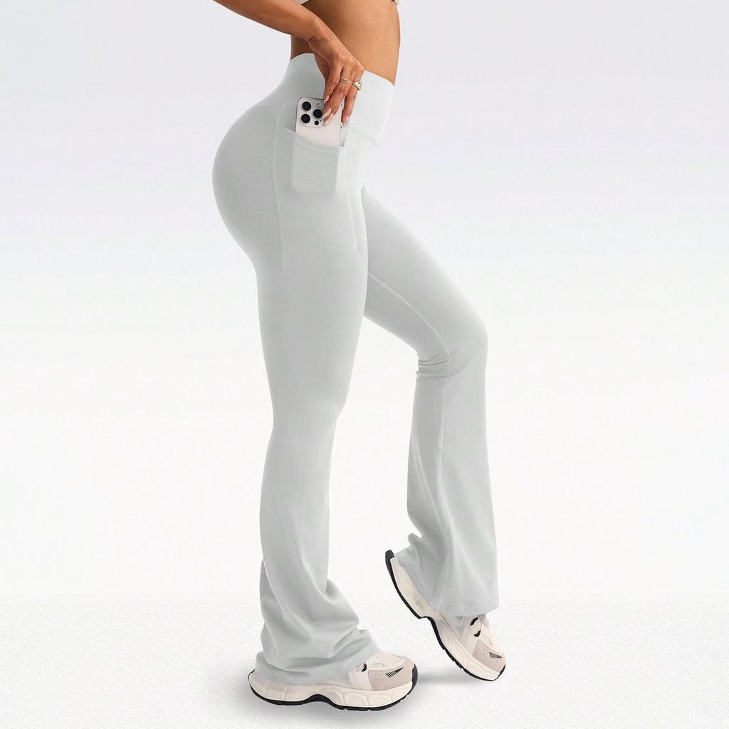 Women's High-Waist Slim Flare Yoga Pants: Peach Hip-Lifting Fitness & Outdoor Sportswear