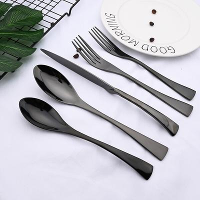 5Pcs Schwarz Geschirr Set Löffel Messer Gabel Küche Geschirr 304 Edelstahl Besteck Set Hotel Restaurant Familie Besteck Set