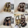 Stylish College Style Plaid Wool Shoulder Bag Spacious Crossbody Tote For Students