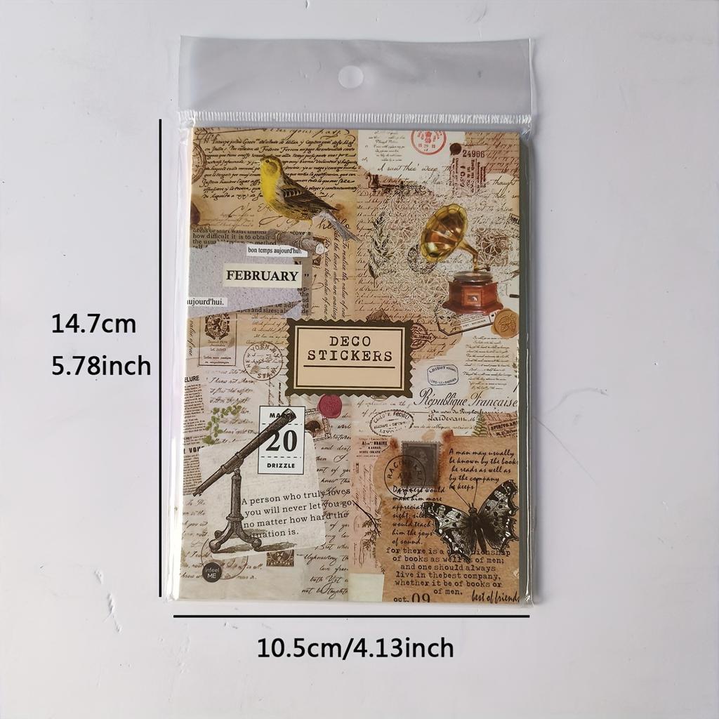 20 Sheets Vintage Botanical Flowers, Butterflies, Letters & Birds PET Sticker Set, Decorative Diary Journaling Stickers