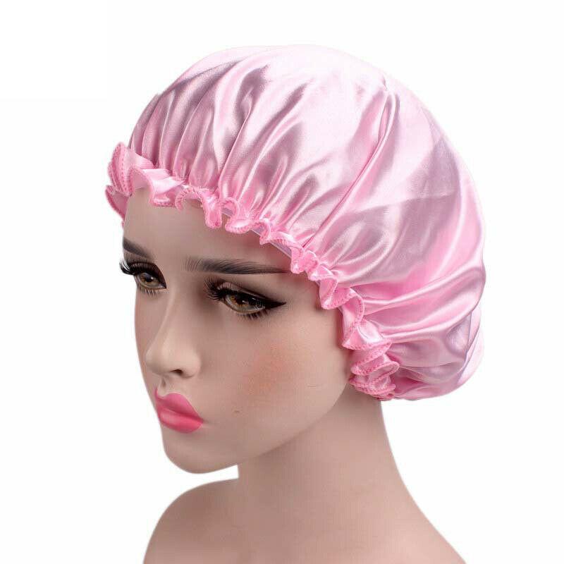 Women Satin Night Sleep Caps Hair Bonnet Hat Head Cover Silk Turban Wrap Band