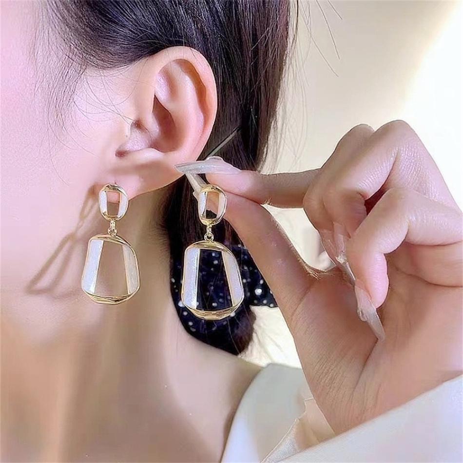 Ancona Red Big Hollow Square Enamel Geometry Drop Earrings Exaggerated Wedding Party Jewelry Accessories Christmas Gift
