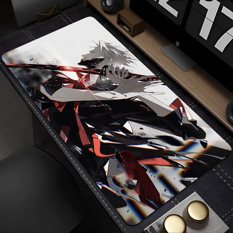 Japan Samurai Anime Mouse Pad PC Black Gaming Accessories Keyboard Mousepad Laptop Gamer Anti-Slip Desktop Mat XXL Carpet