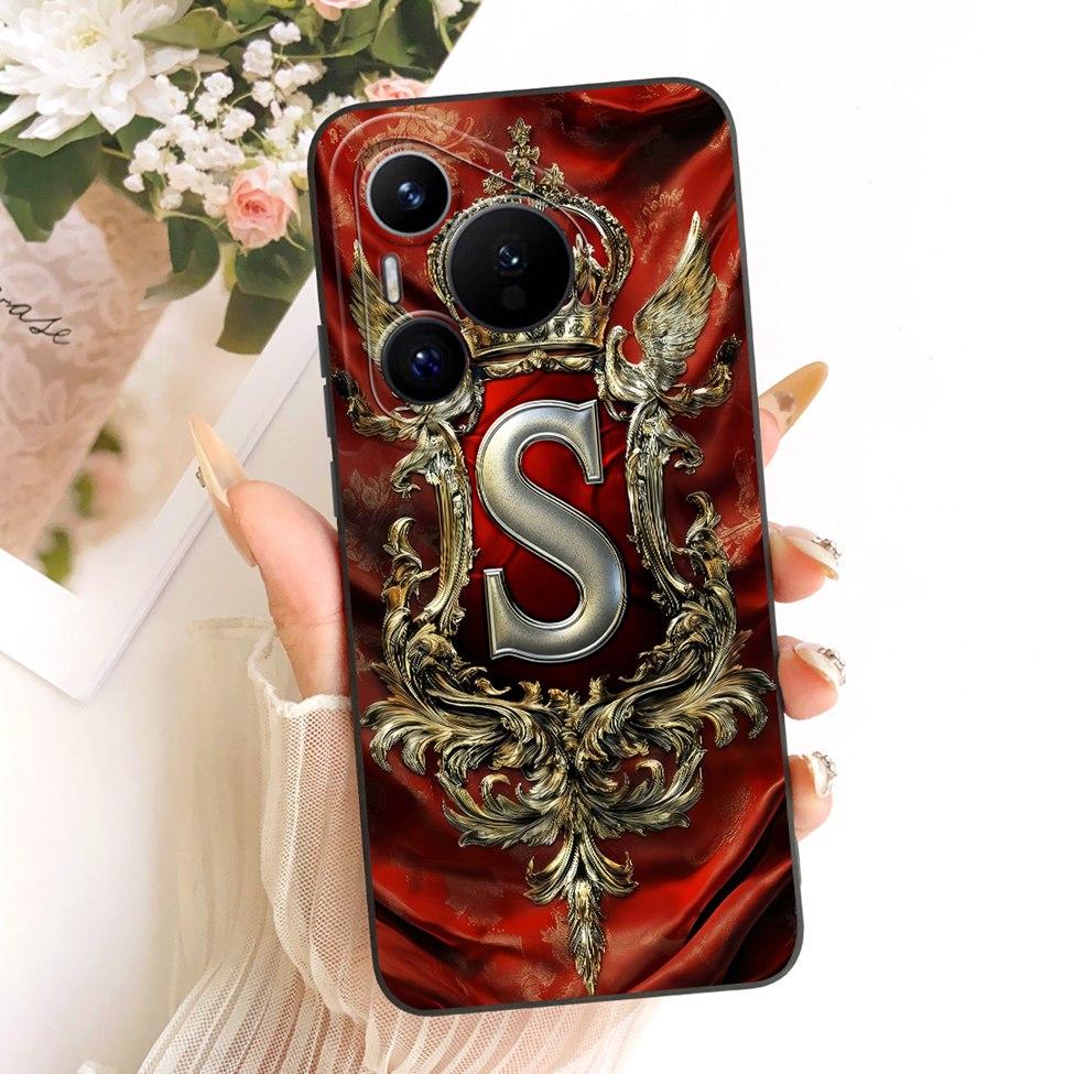 For Huawei Pura 70 Clear Case Aesthetic Luxury Crown Fashion A-Z Letters 2D Painted Soft Casing For Huawei ADY-LX9 ADY-AL00