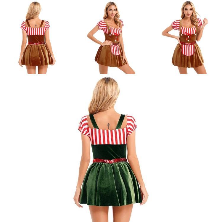 Womens Christmas Costume With Polyester Spandex Bright Color Block Stage Wear For Holiday Nightclub Events