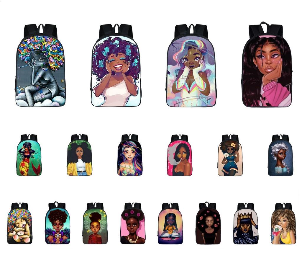 Afro-Afrikanische Schönheit Schwarze Prinzessin Wasserdichter Schulrucksack Mit Verstellbaren Schultergurten