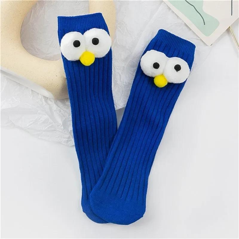 

Гольфы для малышей, мягкие носки для мальчиков и девочек, забавные высокие носки с большими глазами, чулки для младенцев и девочек one size синий