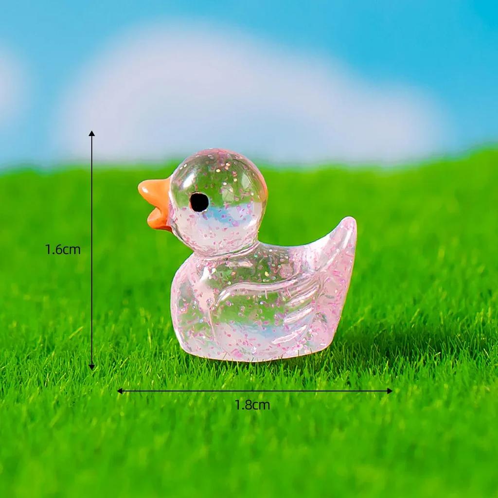 50 Stück Mini-Enten Pailletten Miniatur-Ente Harz Schreibtischdekoration Niedliche Figuren Feengarten Zubehör Heimdeko DIY Puppenhaus