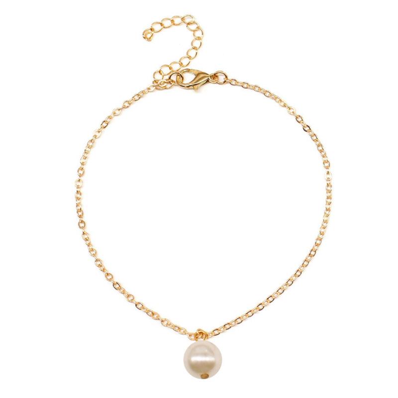 

Элегантный летний модный жемчужный браслет на ногу для женщин из Японии и Южной Кореи золотой