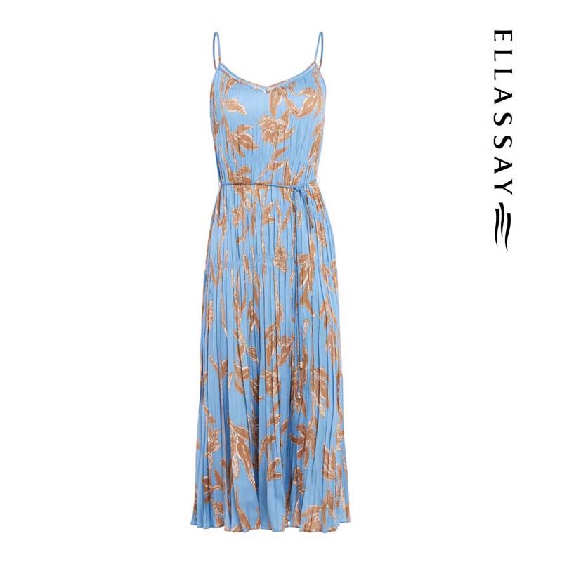 ELLASSAY Women's Floral Shirred Strap Midi Dress