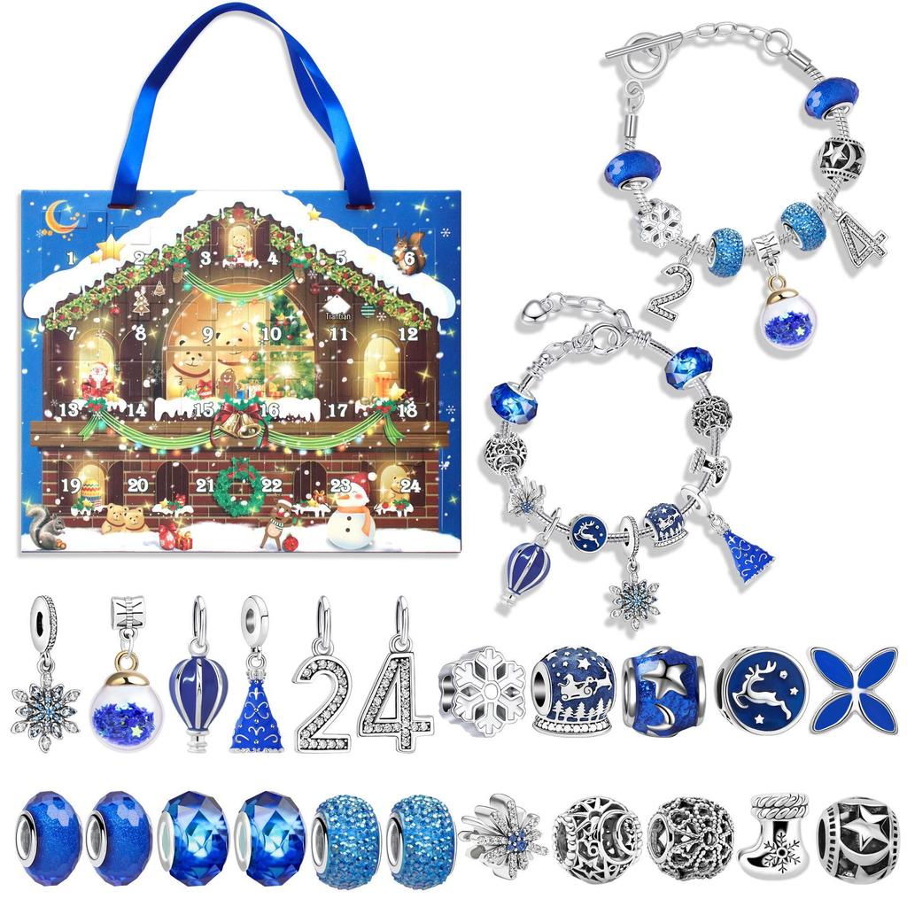 DIY Christmas Snowflake & Santa Puzzle Beaded Bracelet Set for Children & Women