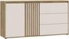 Buffet ELISTON - Blanc Mat & Chêne – 2 Portes + 3 Tiroirs – L 159,6 × P 41,5 × H 81,7 Cm