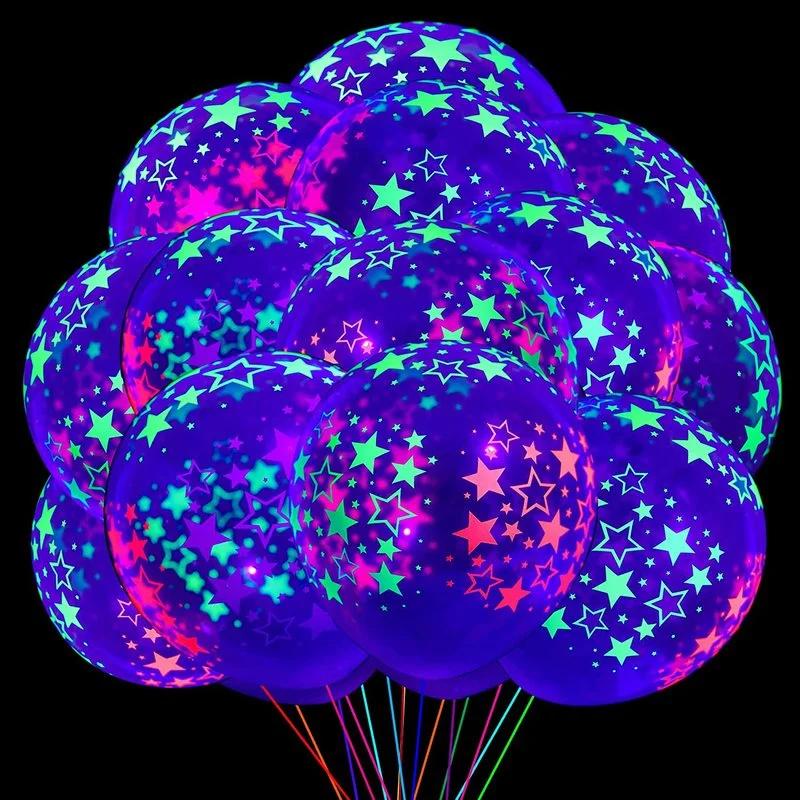10/20pcs 12inch Fluorescent Balloon Dots Heart Star Latex Balloons  Birthday Wedding Christmas Party Decoration Kids Gifts