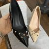 Fashion Fashion Stiletto Single Shoes Autumn New Pointed Toe Shallow Rivet Slip Foot Anti-slip Wear-resistant High Heels