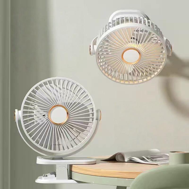 1 Set 720 Degree Rotating Hanging Clip Fan Night Light Air Cooler Usb Rechargeable Electric Fan Outdoor Camping Small Fans Ventilador