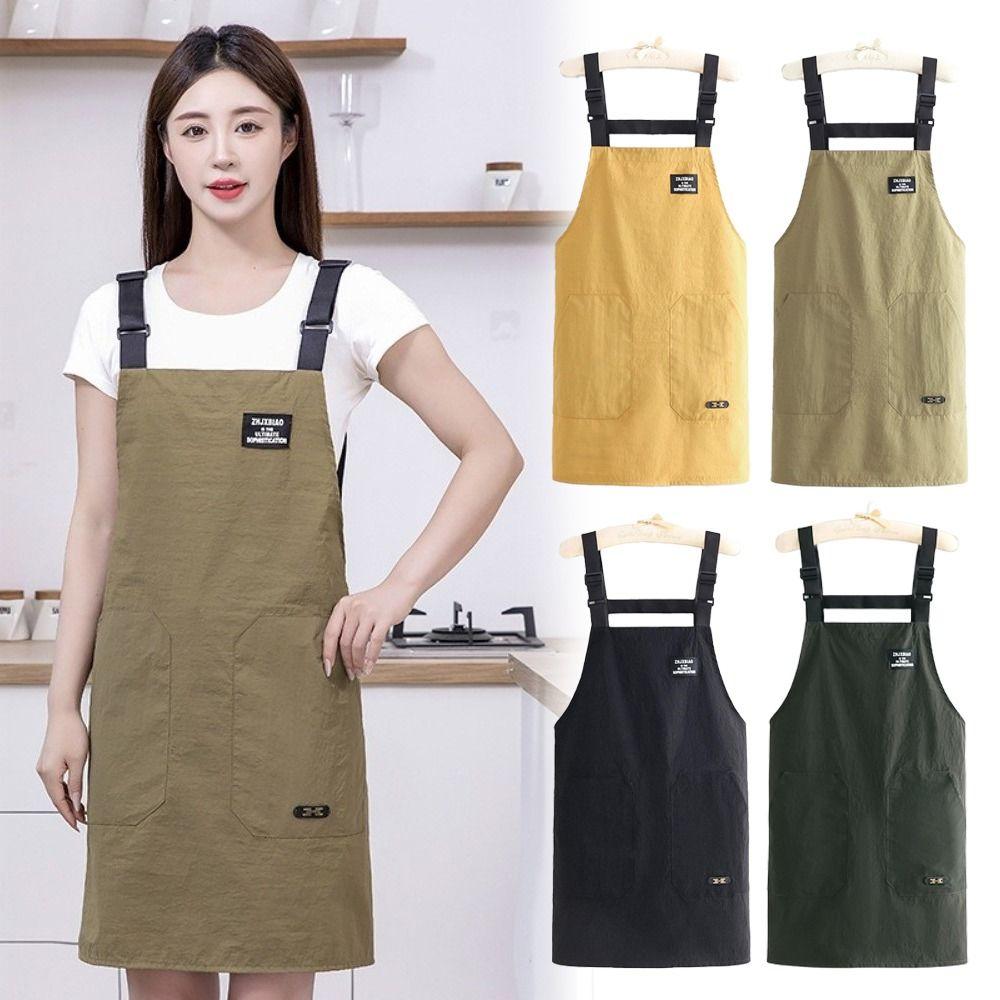 Polyester Cleaning Apron 2 Pockets Work Clothes New Cafe Shop Overalls Kitchen Supplies