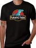 ZX Sommer Herren FURAFIC FARK Muster T-Shirt Ein lustiges blaues Dinosaurier-Design mit gelben und roten Akzenten