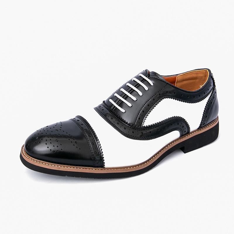 Men s Large Size Retro Brogue Leather Shoes - Autumn British Style 45