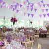 10M/32Ft Purple and White Pennant Banner Fabric Triangle Flag Cotton Cloth Bunting Garland Kit for Wedding Birthday Lavender Party Home Nursery