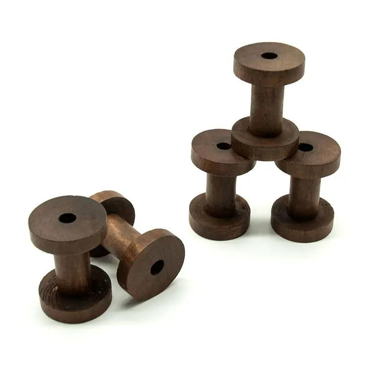 6Pcs Vintage Wooden Spools DIY Reels Organizer for Sewing Ribbons Twine Wood Crafts Tools Thread Wire Spool Needlework Supplie
