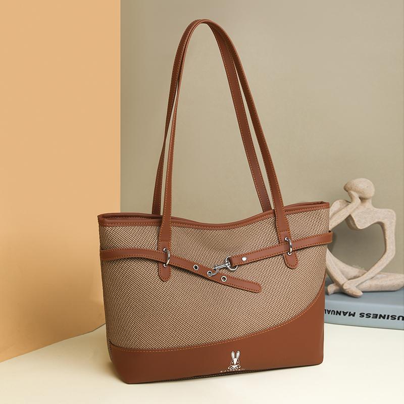 Large Capacity Handbag Women's Color Contrast Shoulder Underarm Bag Commuter Tote Bag