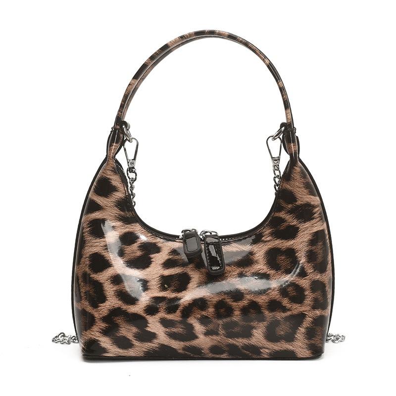 Retro leopard print shoulder bag trendy fashion underarm bag niche high-end textured women's messenger bag