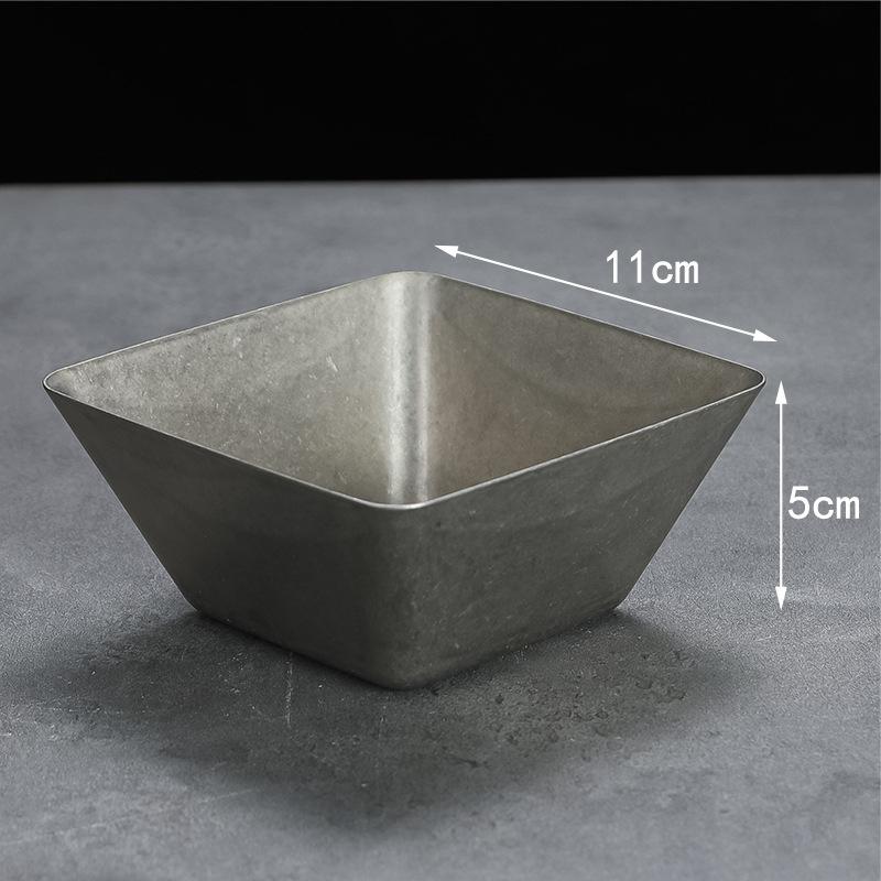 Vintage Stainless Steel Dipping Sauce Bowl Salad Ketchup French Fries Cup Home Restaurant Kitchen Square Snack Tray Tableware