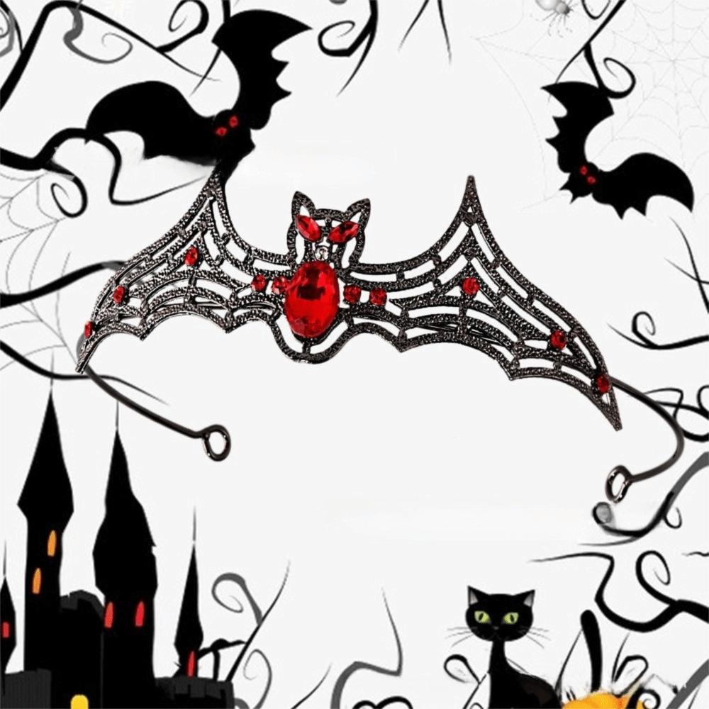 Sparkling Halloween Bat Hairband Metal Halloween Tiara Elegant Rhinestone Crowns Party