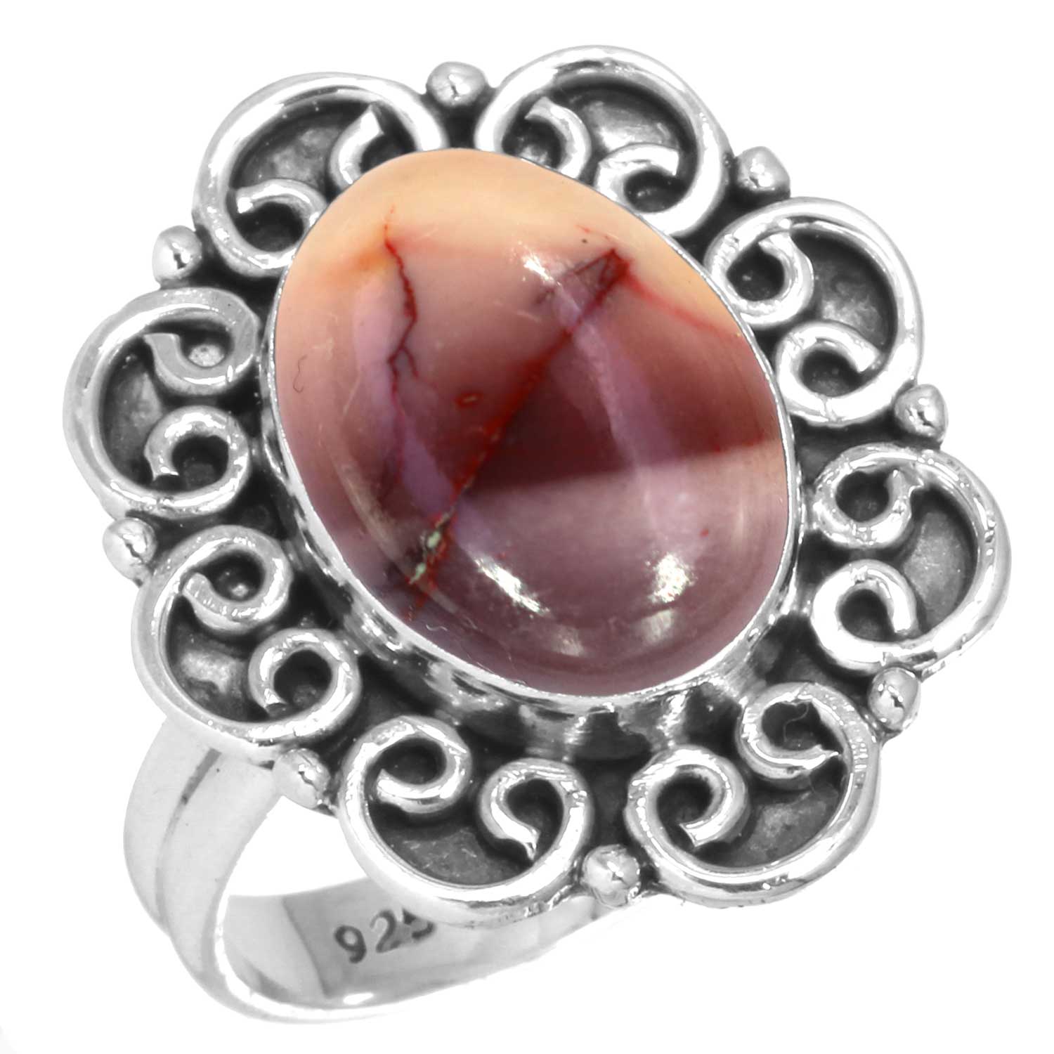 

Кольцо из стерлингового серебра 925 пробы Женское с драгоценным камнем Ручная работа Ювелирное изделие Подарок на годовщину Мукаит Монтанский агат Моховой агат Спиной устрицы Родонит Глаз Шивы Солитер 7.5