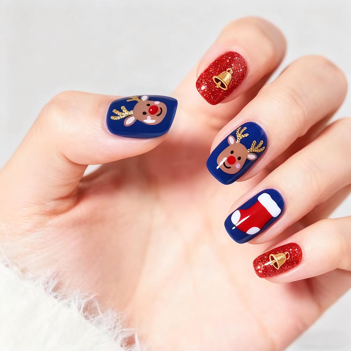 

Handmade Press-On Christmas Nail Patches - Easy to Apply, High-End Nail Art Tips