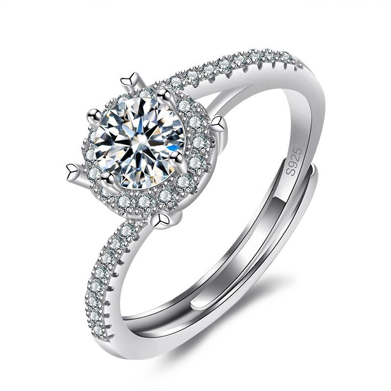 925 Sterling Silver Ring Adjustable for Women Luxury Shining Beautiful Ring Fashion Wedding Jewelry Party Women Zircon Ring resizable