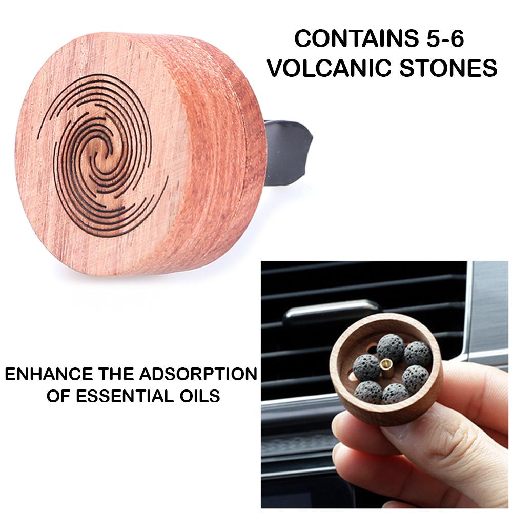 2-in-1 Car Aromatherapy Diffuser & Air Freshener, Portable Essential Charming Wood Mini Vent 2 Clip, Diffuser, Patterns Oil D4P5