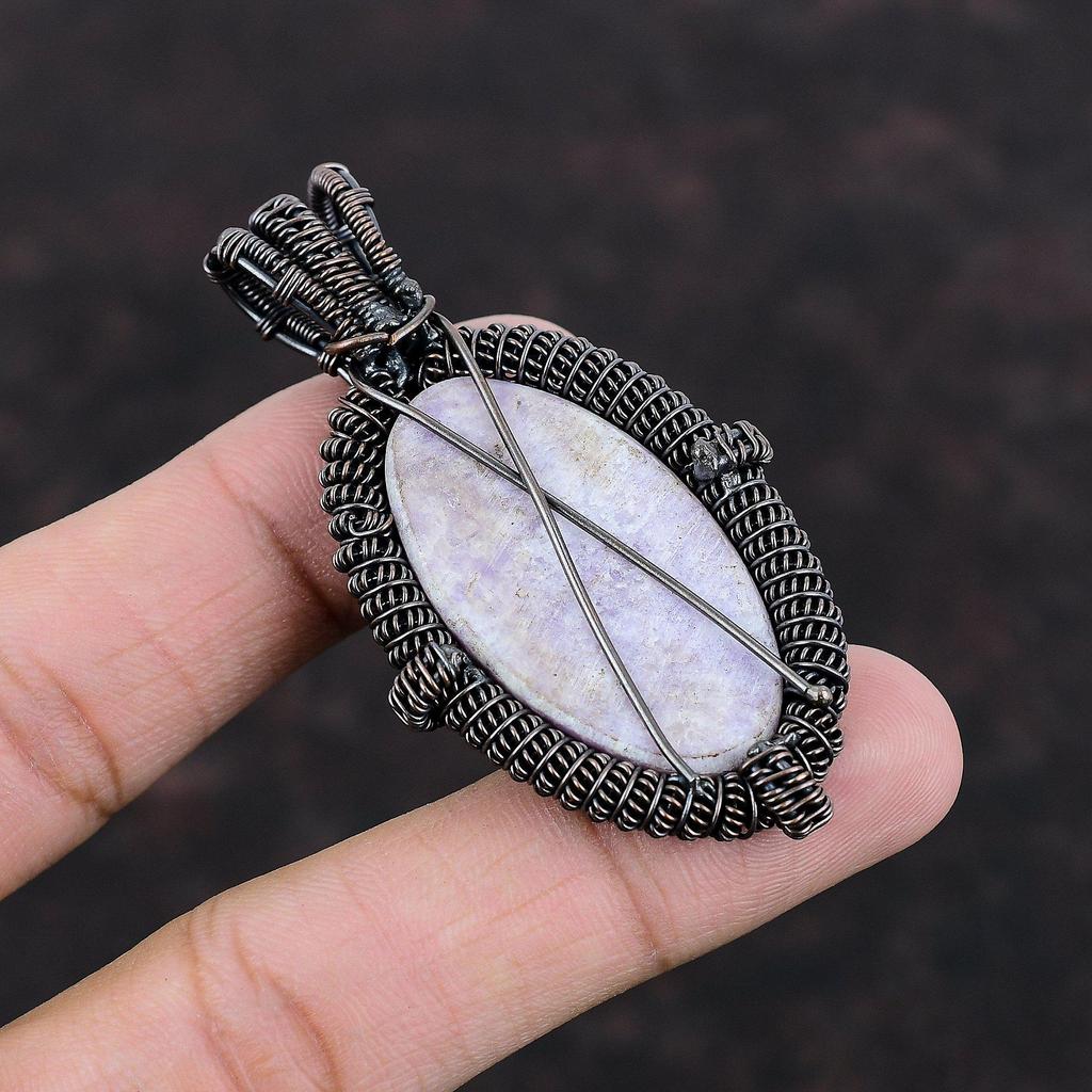 Lepidolite Gemstone Pendant Copper Wire Wrapped Pendant Lepidolite Jewelry Best Design Pendant Gift For Him Copper Jewelry Handmade Pendant
