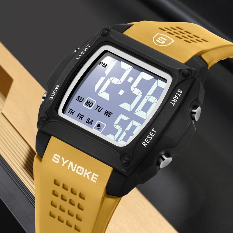 Top Brand New Small Square Retro Sports Electronic Watch Men's Multifunctional Waterproof Luminous Fashion Student Watch