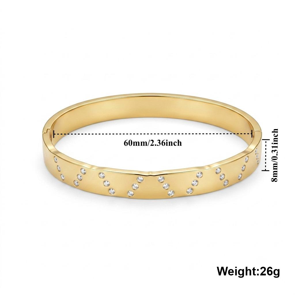 Fashion Gold Color Adjustable Opening Zircon Bangle Stainless Steel INS Style Bracelet For Women Party Jewelry Gift3