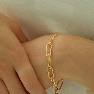LAYERMOOD goldenes formelles Kettengliedarmband