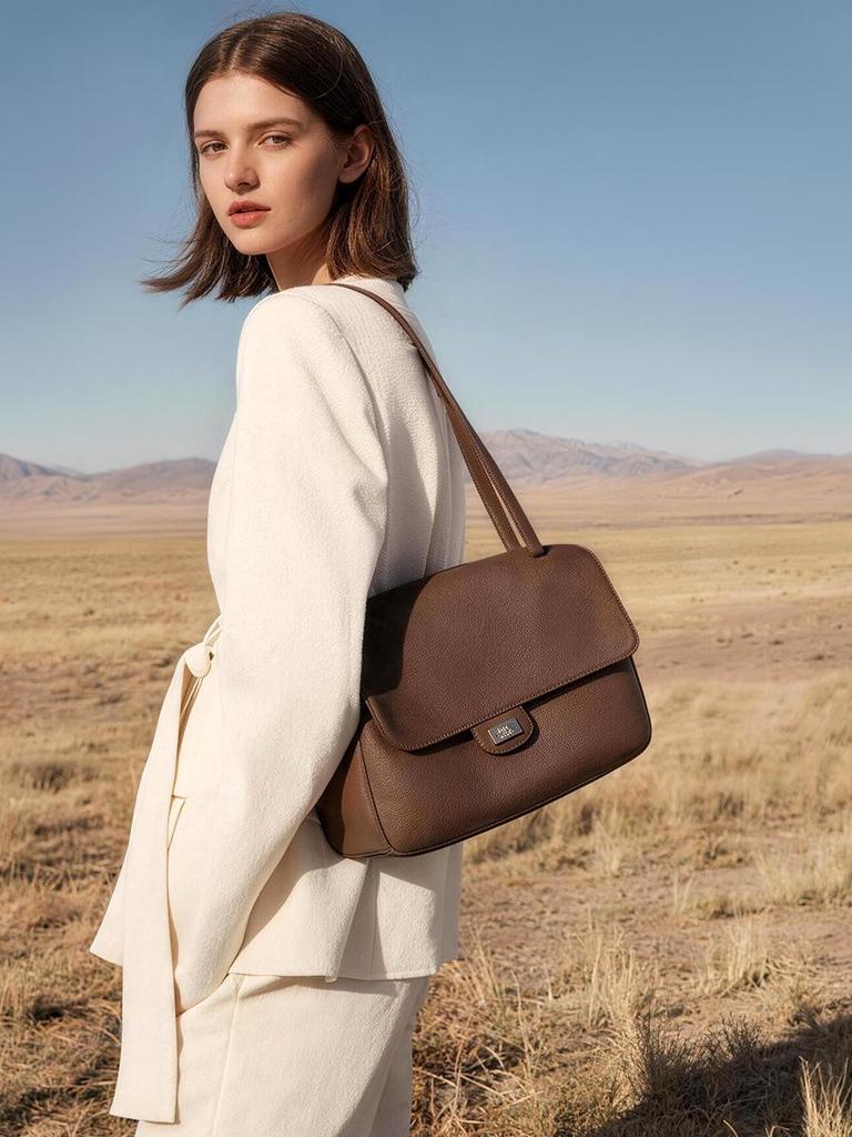Borsa a tracolla da donna in pelle di mucca di alta gamma, di nicchia, casual, sotto il braccio - Grande capacità, a spalla singola